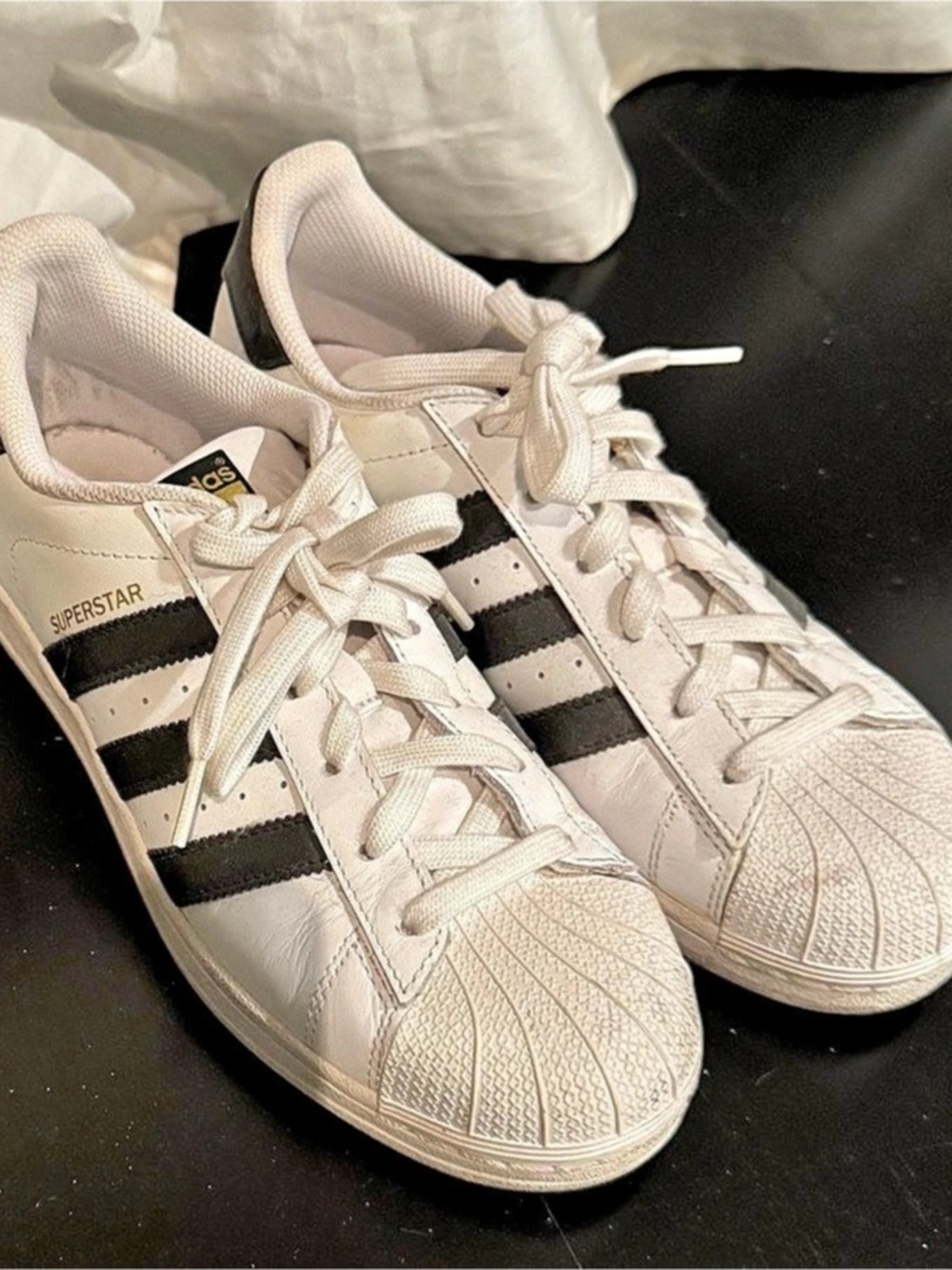 Women’s adidas Superstar Shell Toe Sneakers in White & Black - size 8